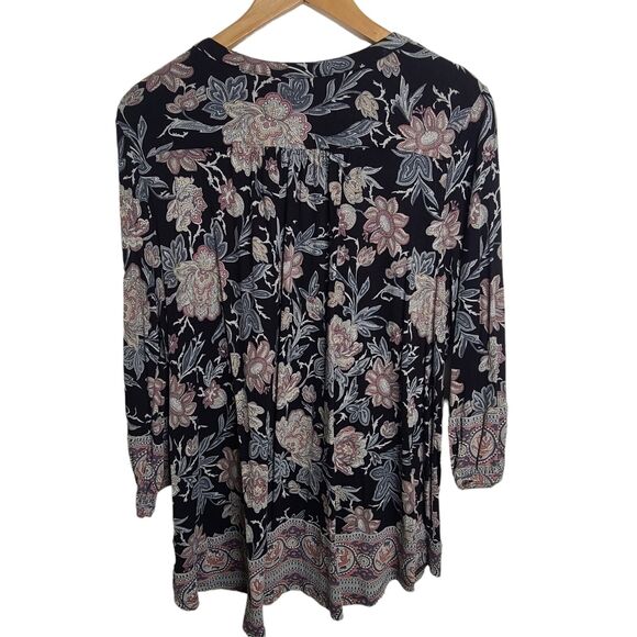 Lucky Brand Top Womens Plus 2X Floral Blouse/Top Pull Over/ V-neck Lightweight - Picture 3 of 9